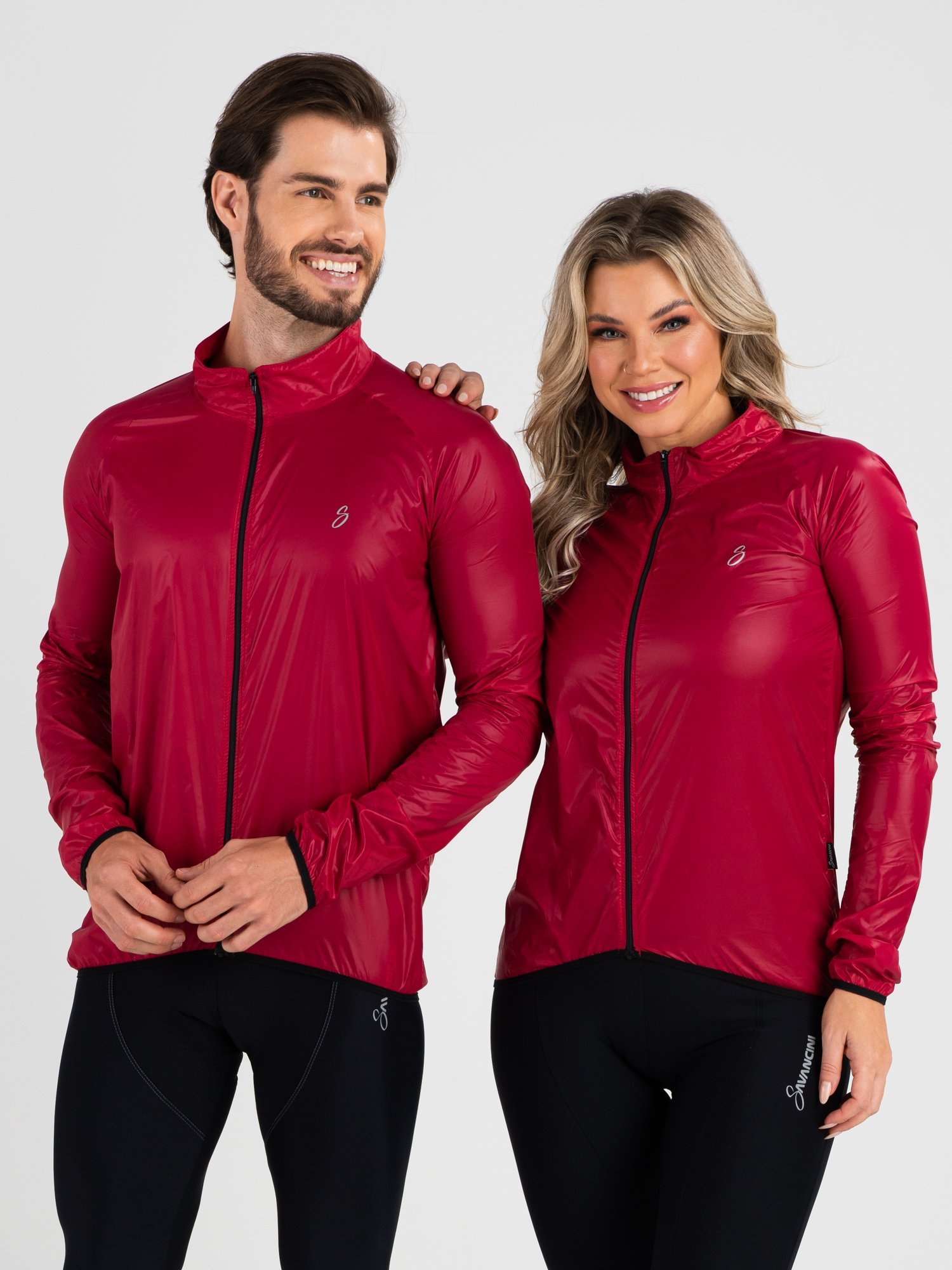 Jaqueta Para Ciclismo Corta Vento Unisex Savancini Super Light Marsala