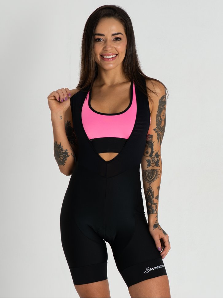 bretelle para ciclismo feminino preto savancini fun 1420 2