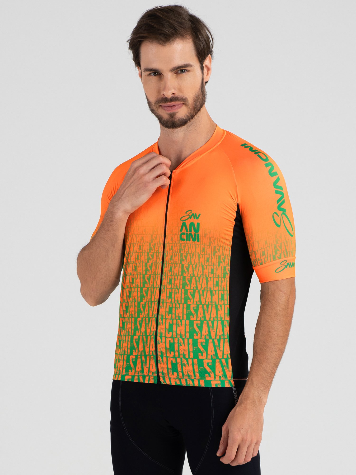 Camisa Para Ciclismo Masculina Infinity Orange Green Savancini