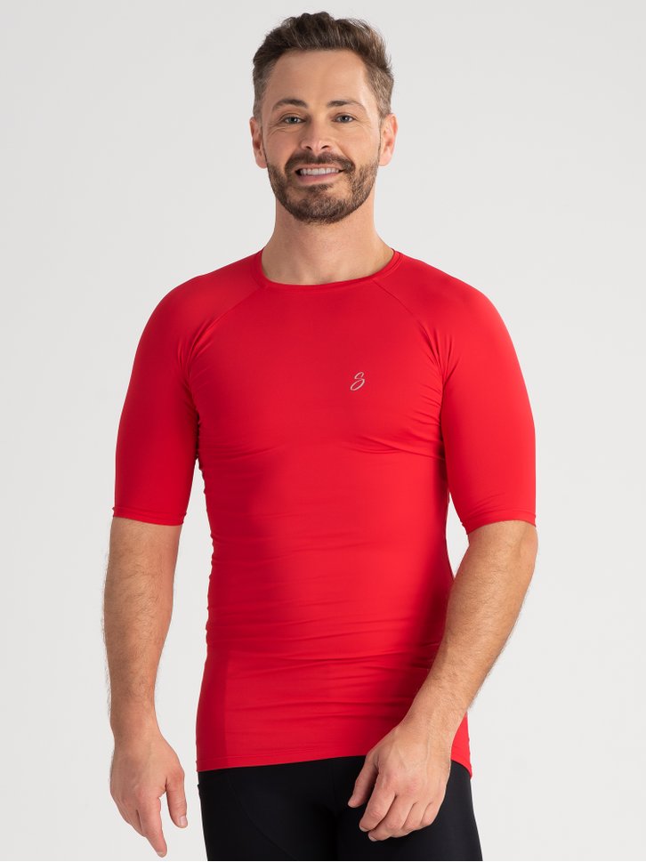 camisa masculina poliamida vermelho golden savancini f135
