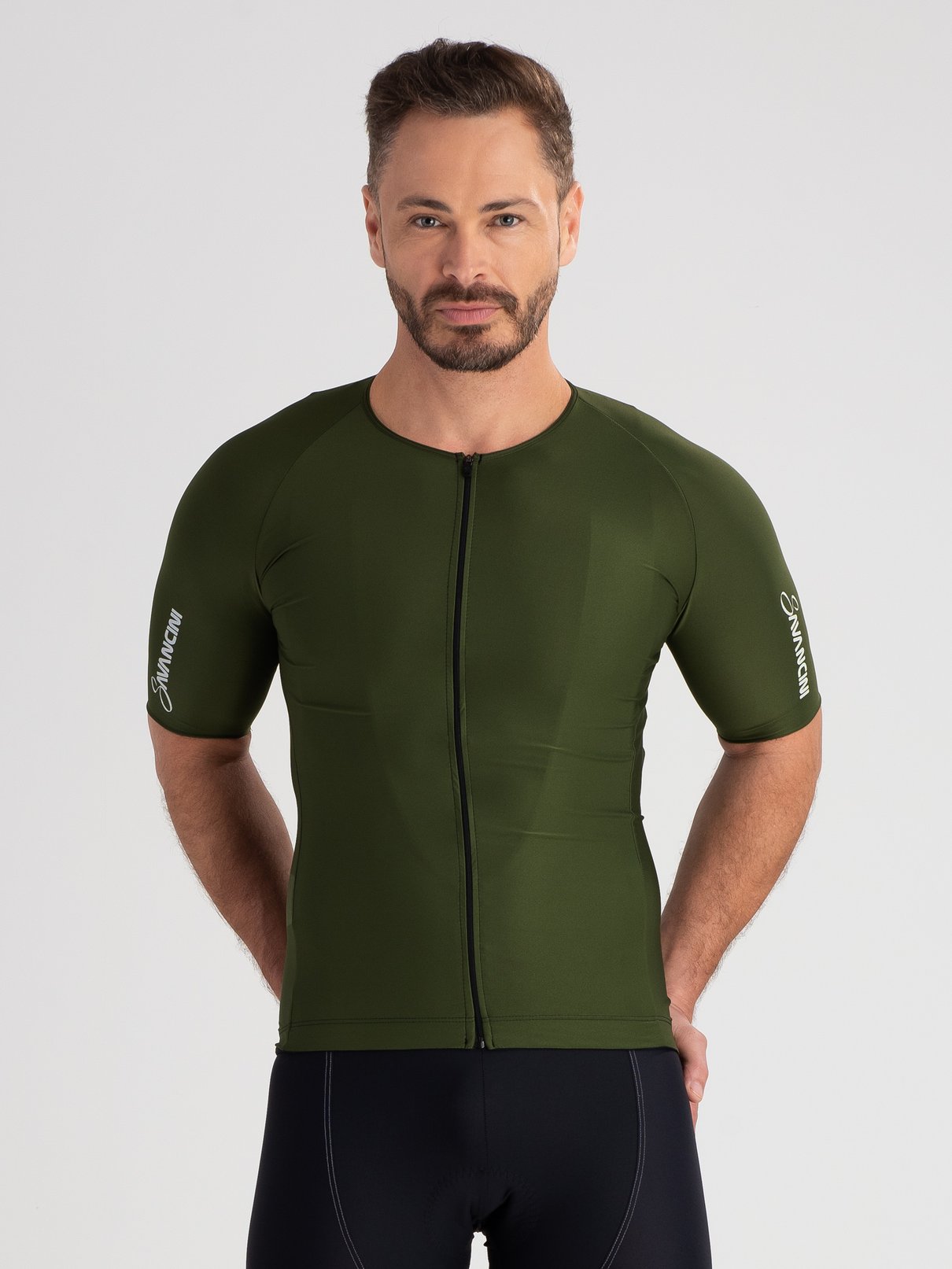 camisa ciclismo masculina fit savancini pro verde 4110