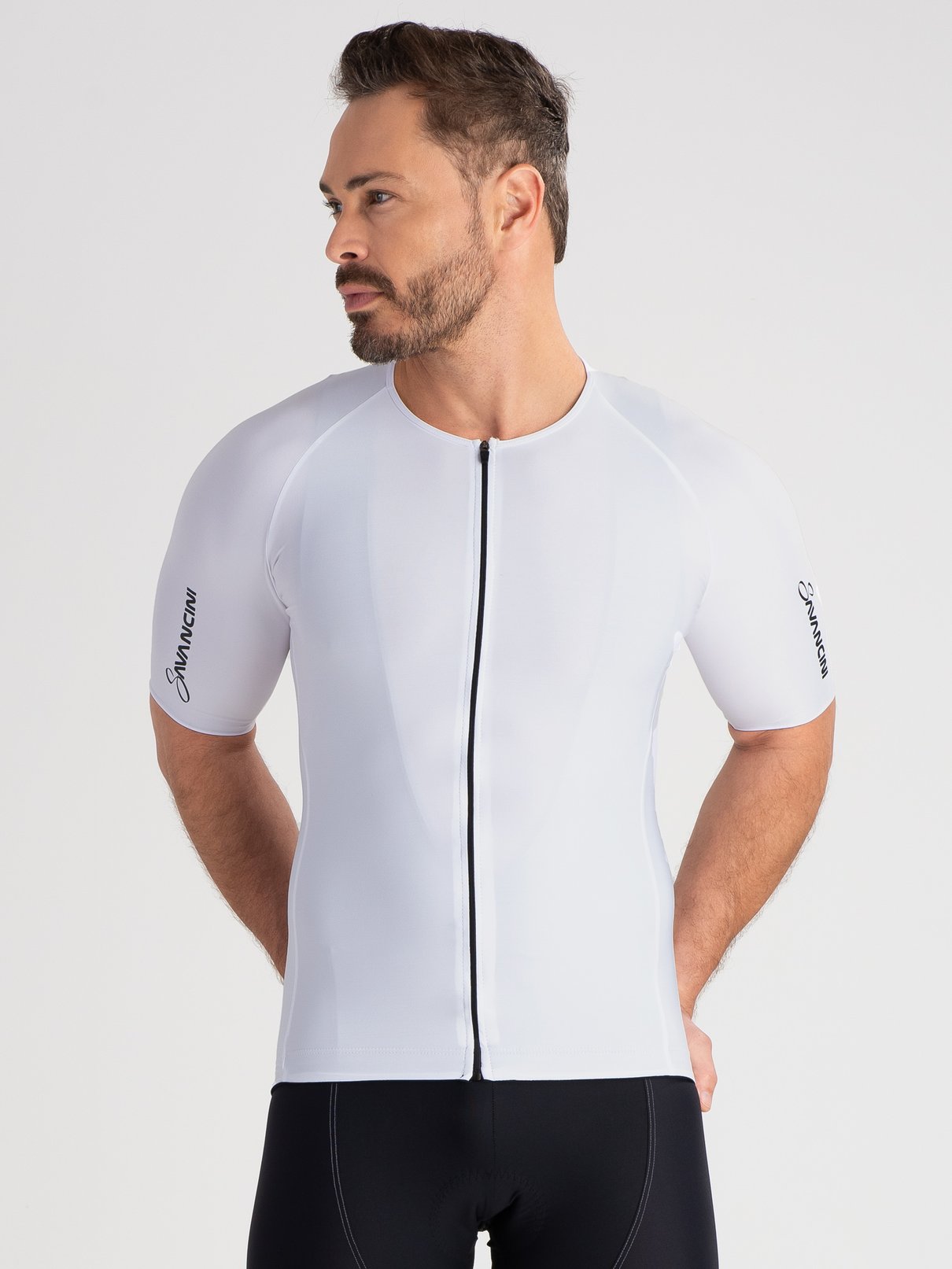 camisa ciclismo masculina fit savancini pro branca 4110