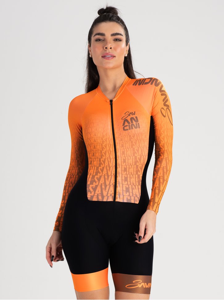macaquinho ciclismo manga longa savancini infinity coffee 3460 frente
