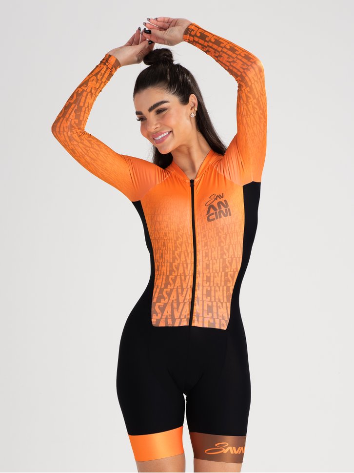macaquinho ciclismo manga longa savancini infinity coffee 3460