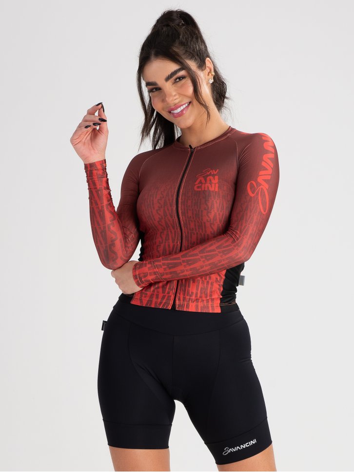 Camisa Ciclismo Feminina Manga Longa Infinity Rubi