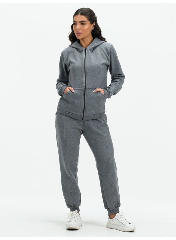 Moletom Capuz Jaqueta Moletom Feminina Conjunto Calça E Casaco