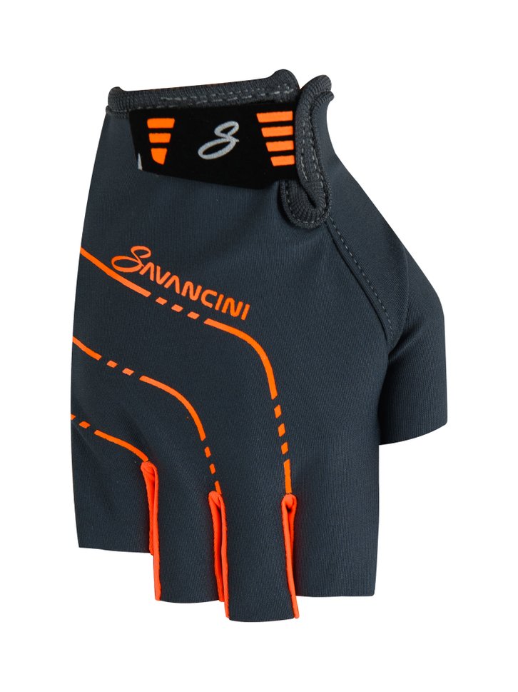 luva de ciclismo cinza laranja aberta savancini 2418 052
