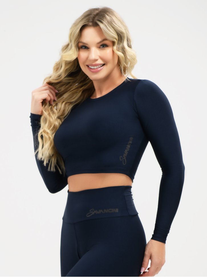 cropped feminino manga longa marinho moving savancini 7709