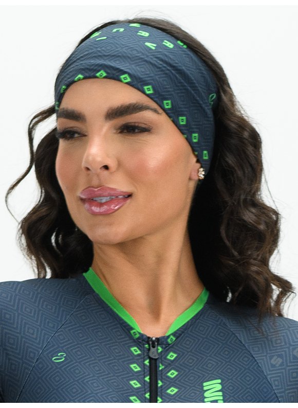 bandana de ciclismo cinza e verde evolution savancini 3230