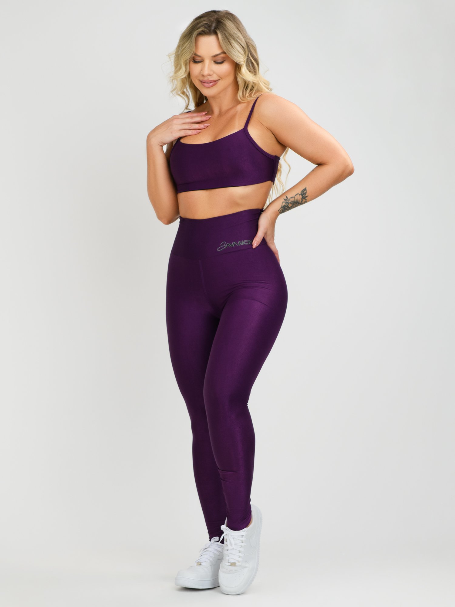 Conjunto Legging e Top Poliamida Star Beringela Savancini