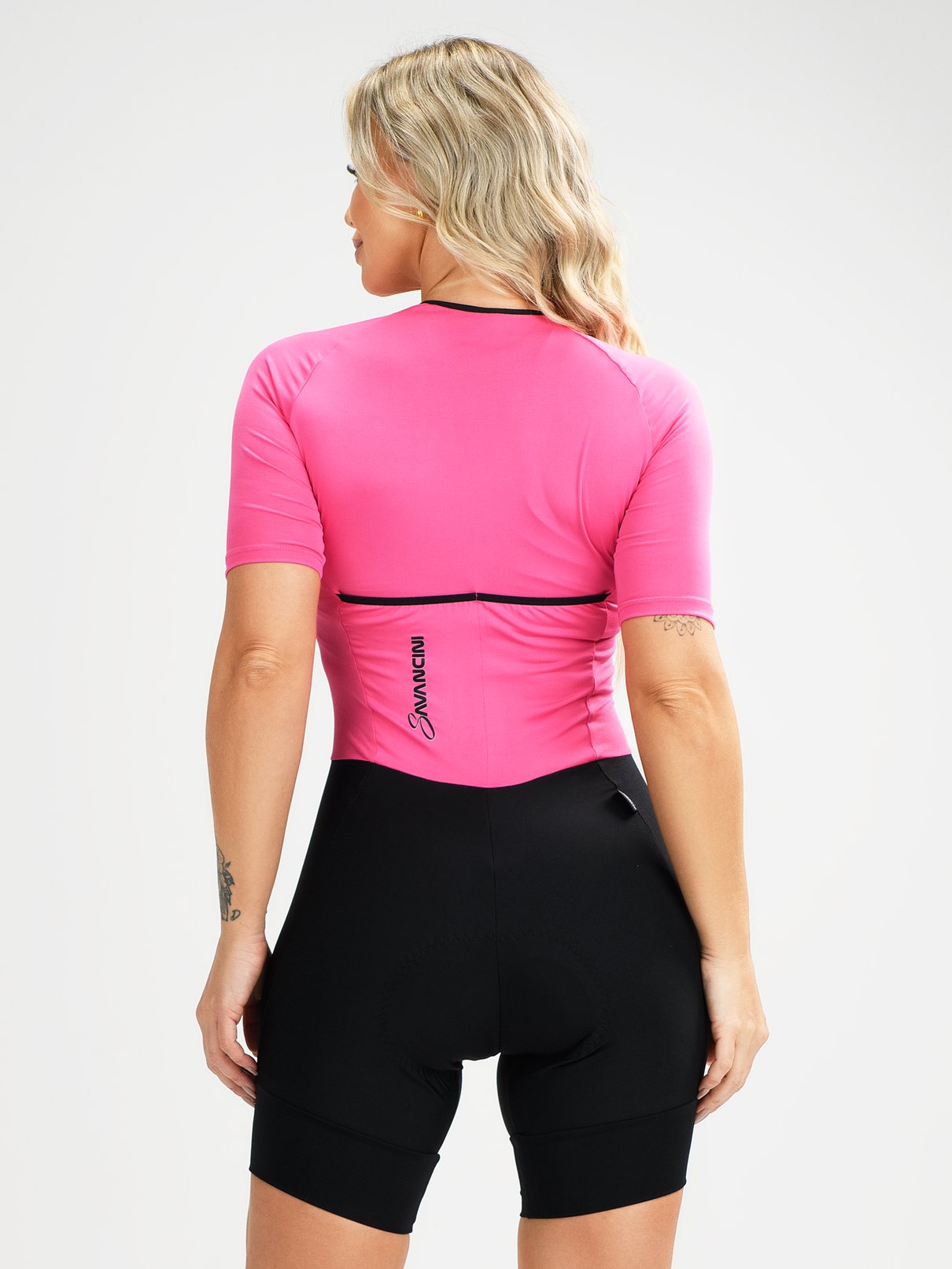 Macaquinho Ciclismo Feminino Rosa Neon GO Savancini