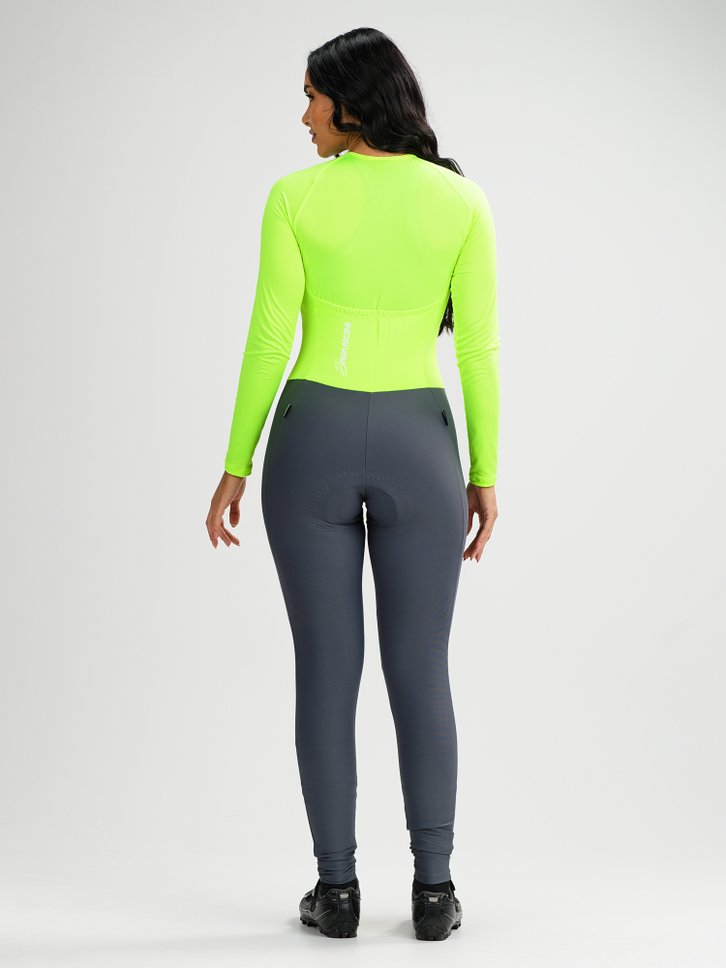 macacao ciclismo feminino forro em gel chumbo e amarelo supreme savancini sp500 6