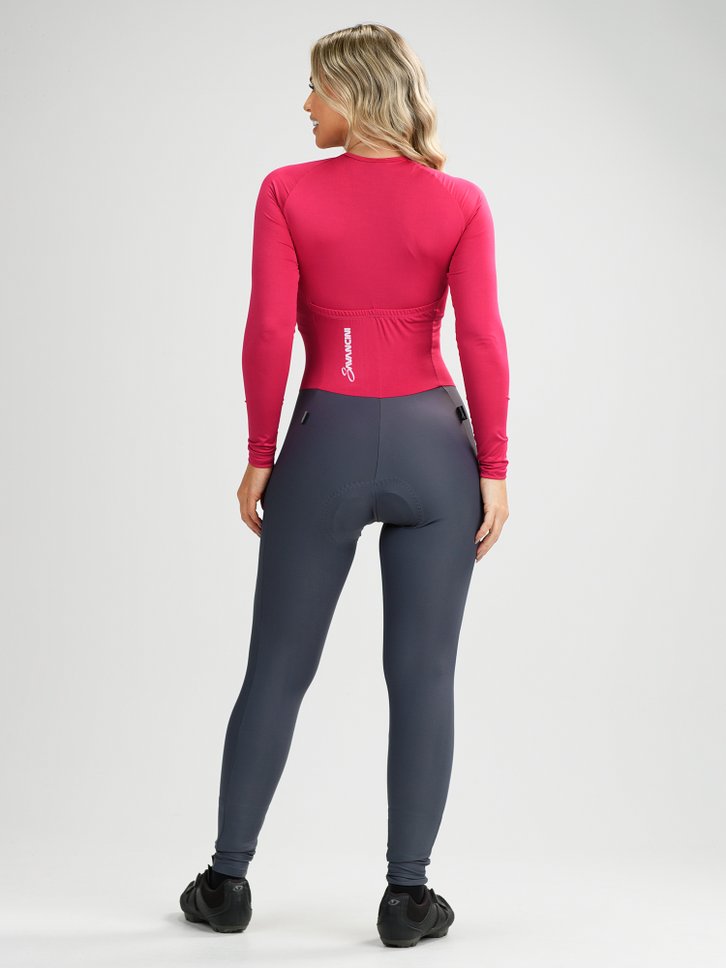 macacao ciclismo feminino forro em gel chumbo e racy savancini sp500 2