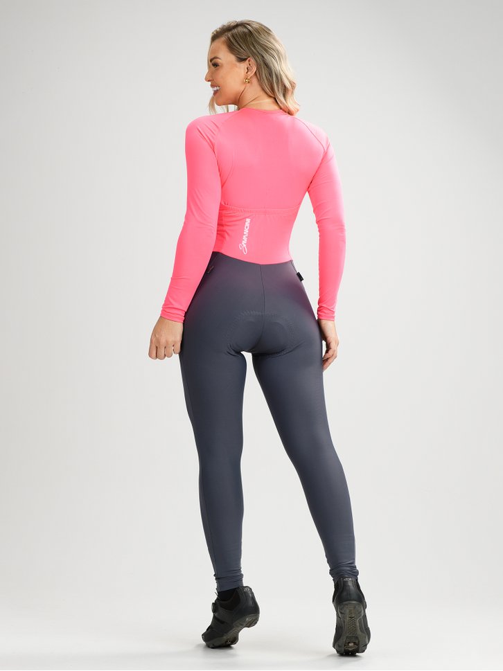 macacao ciclismo feminino forro em gel chumbo e rosa savancini sp500 3