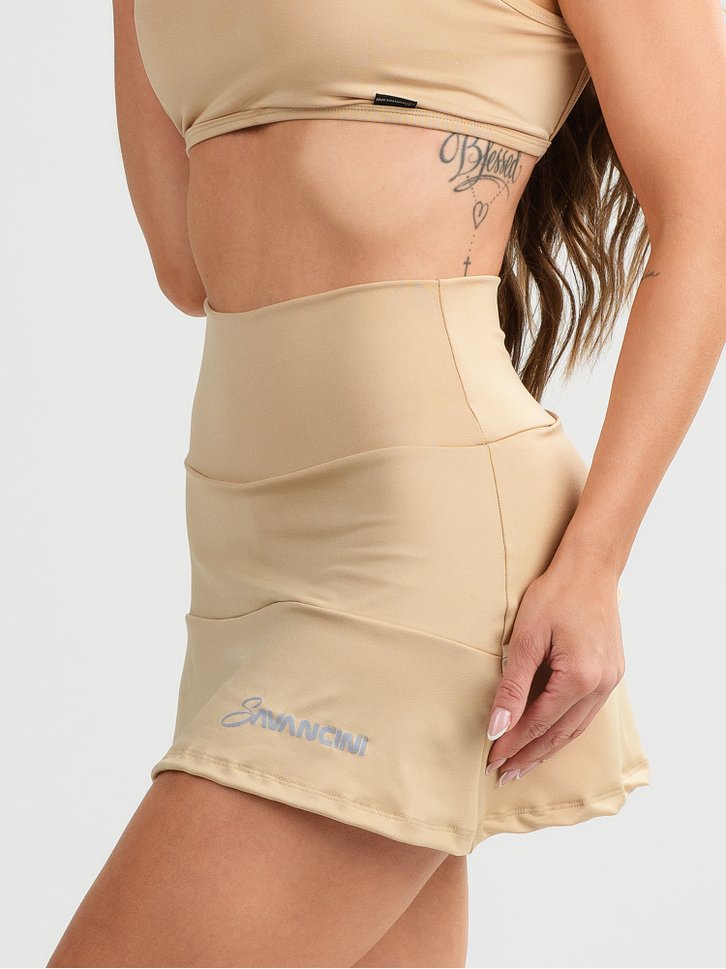 horts saia feminino fitness savancini moving bege 3