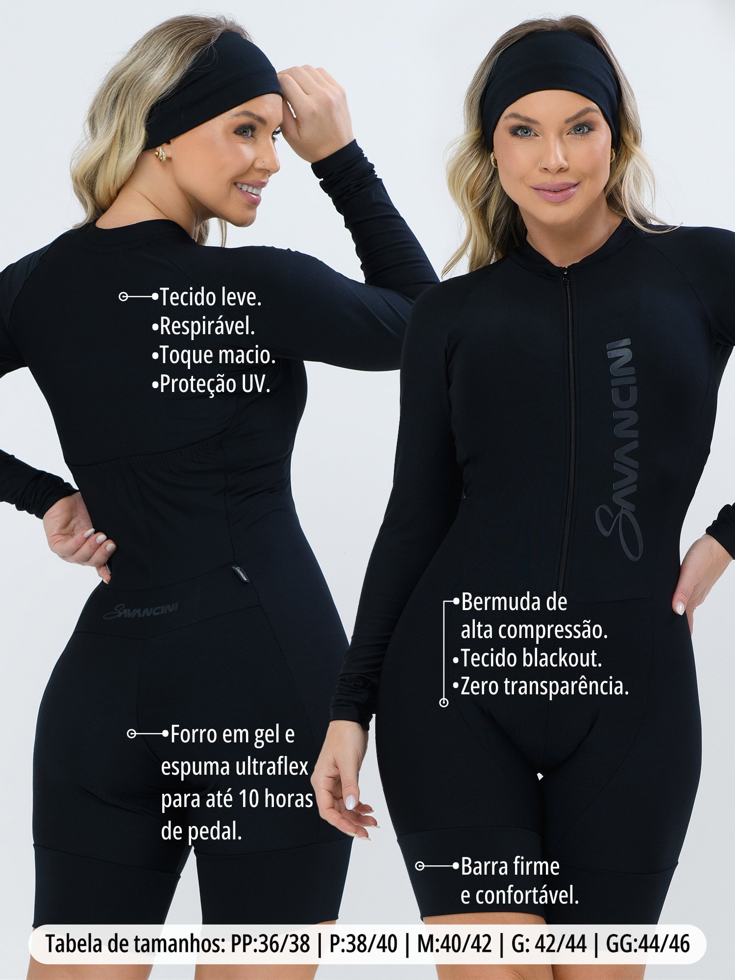 Macaquinho De Ciclismo Feminino - Forro GEL - Manga Longa Impulse