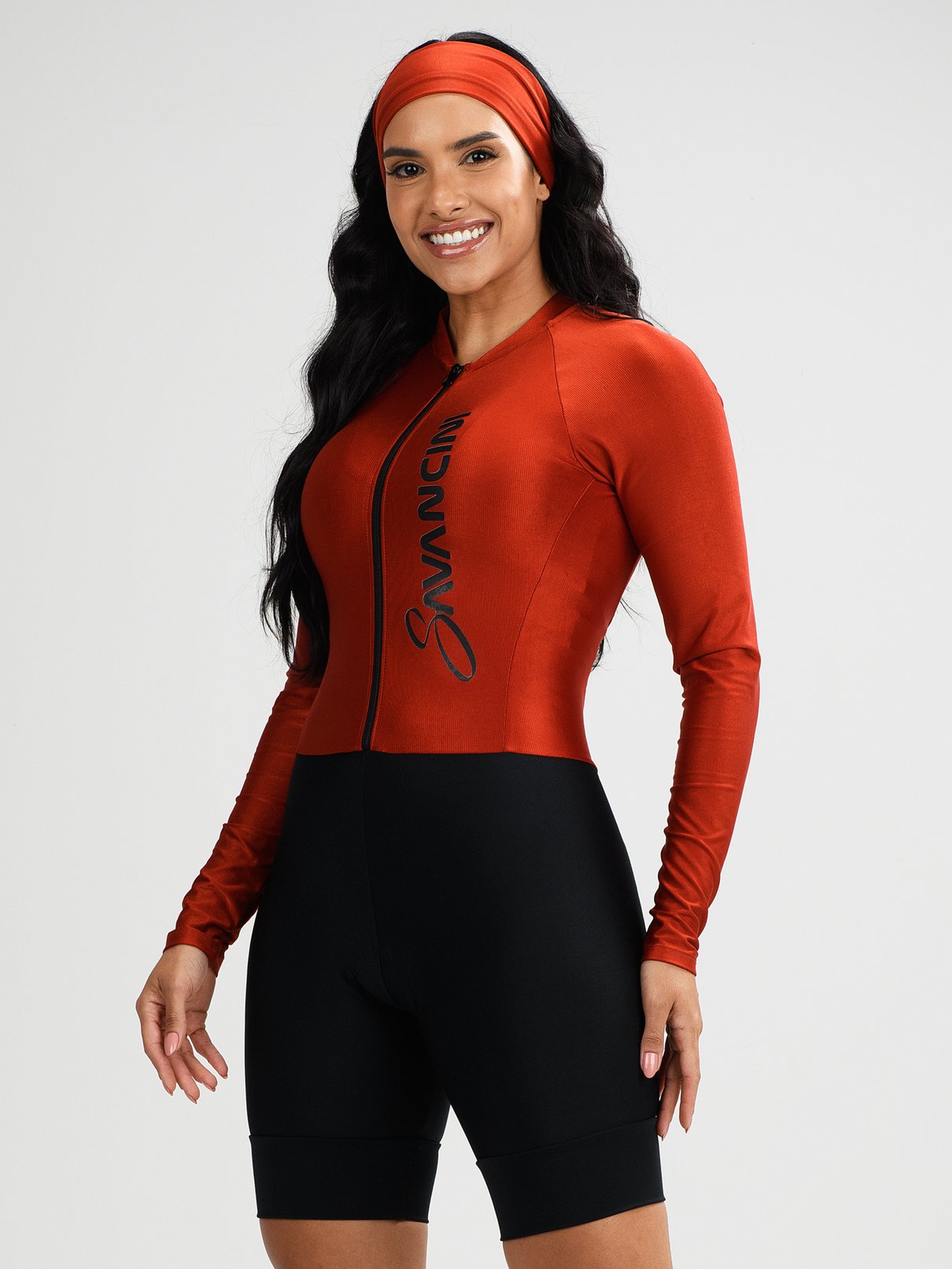 macaquinho ciclismo feminino manga longa black star liquor savancini stb460 2