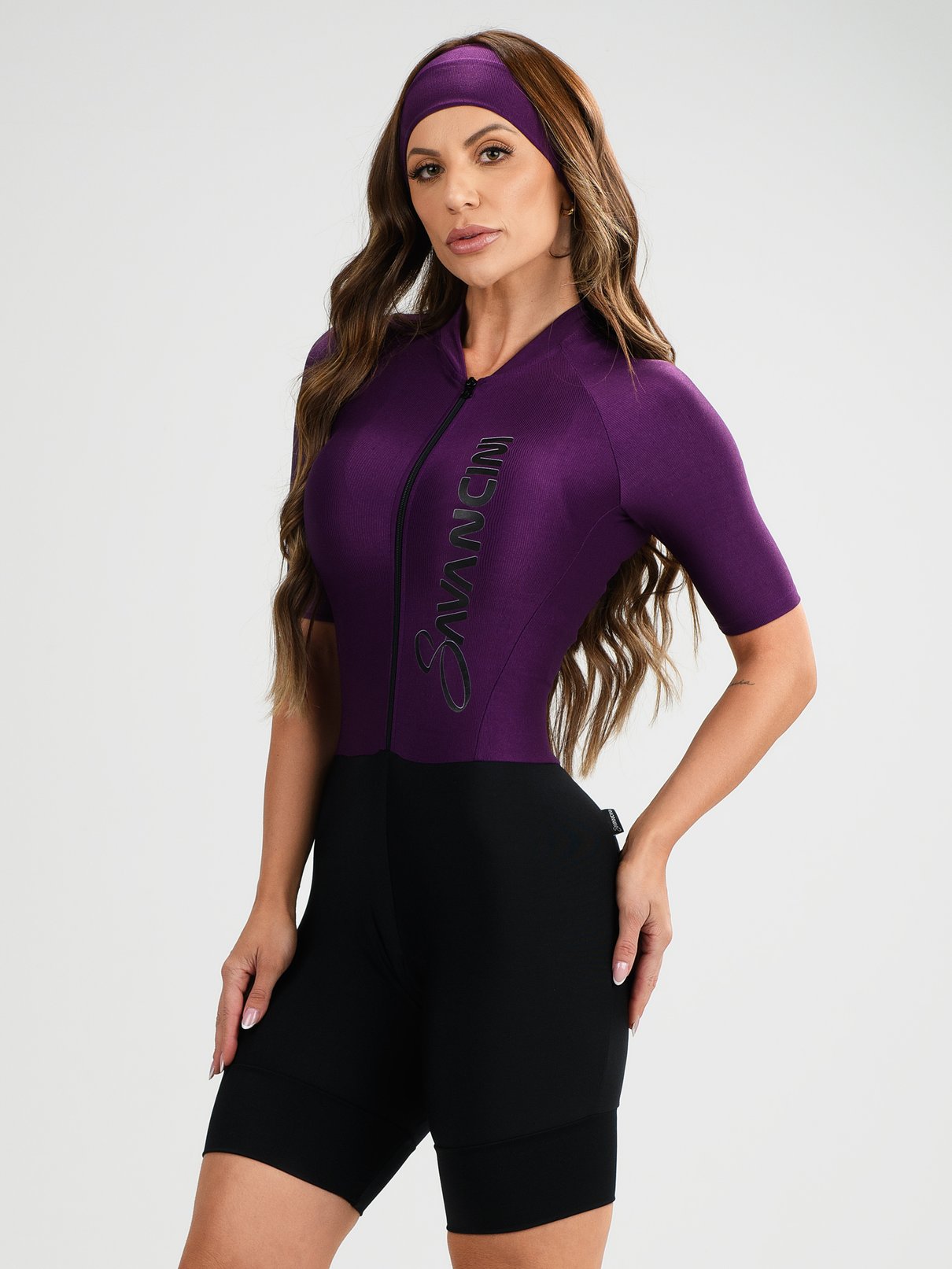 macaquinho ciclismo feminino black star beringela savancini stb470 3