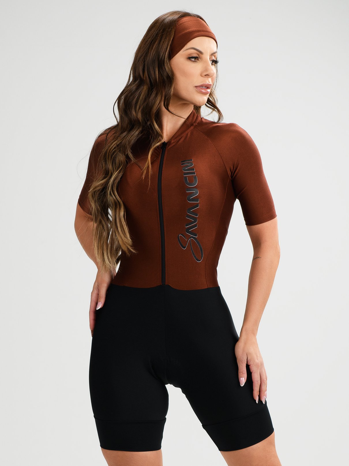 macaquinho ciclismo feminino black star marrom savancini stb470 1