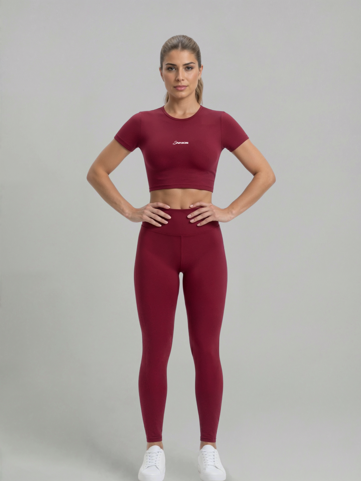 Conjunto Legging Cropped Savancini Flow Rouge &mdash; vista frontal