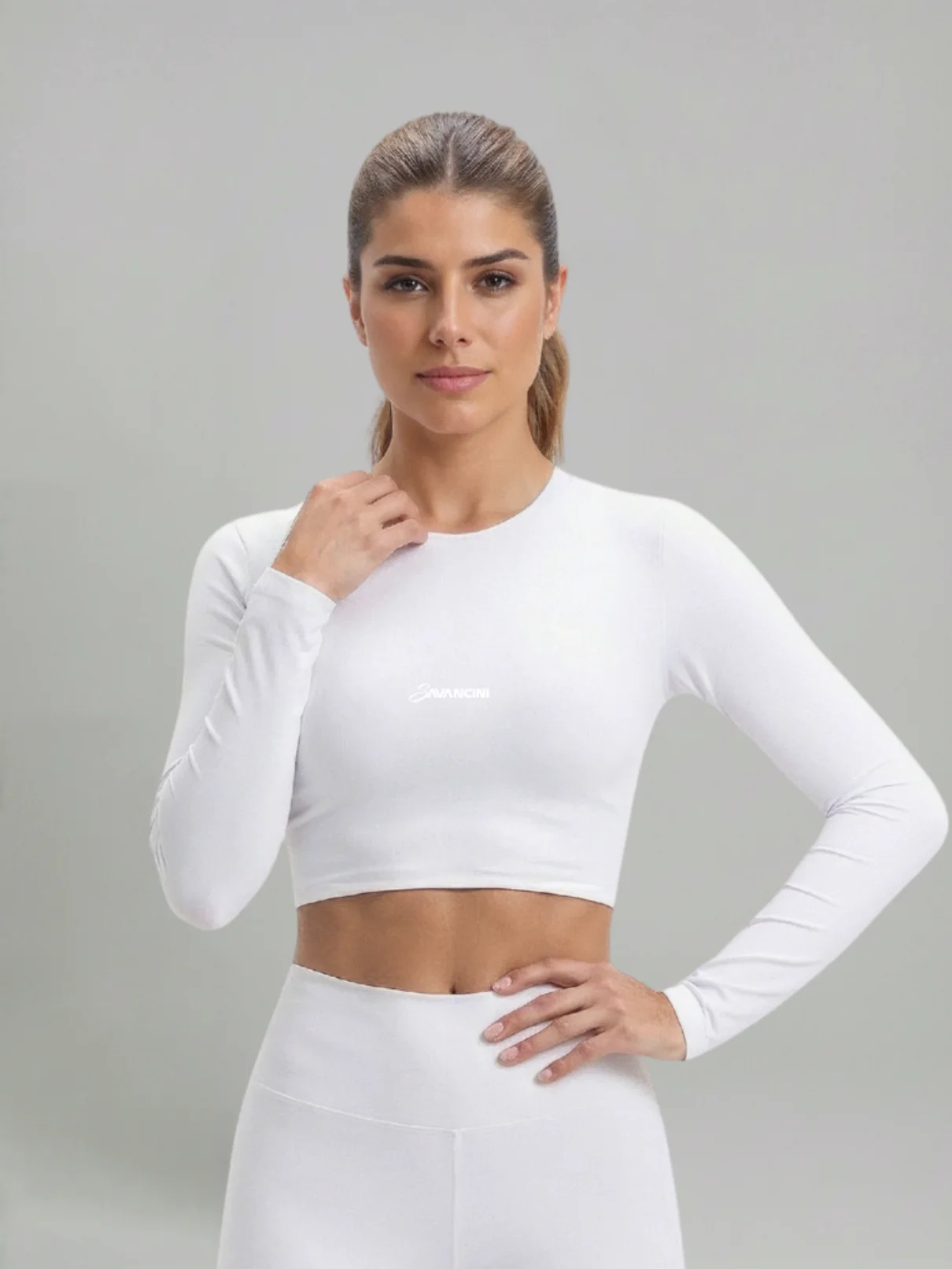 Cropped Manga Longa Savancini Flow Branco
