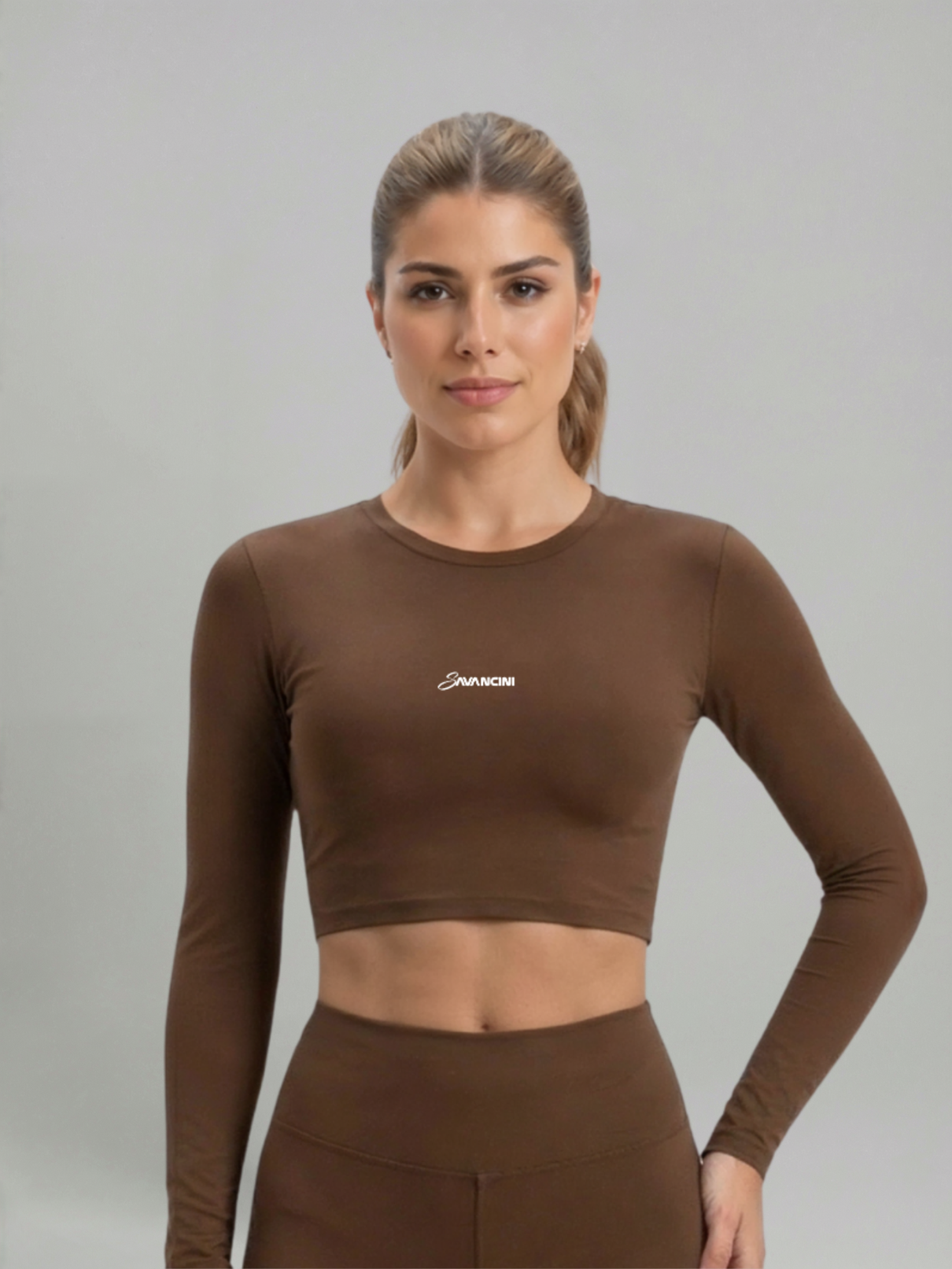 Cropped Manga Longa Savancini Flow Expresso
