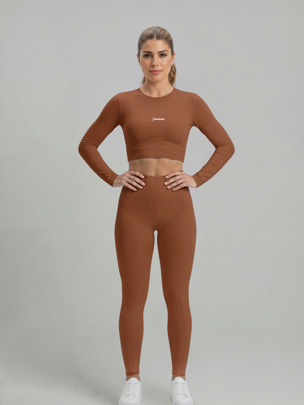 Conjunto Legging Cropped Savancini Flow &Acirc;mbar &mdash; vista frontal