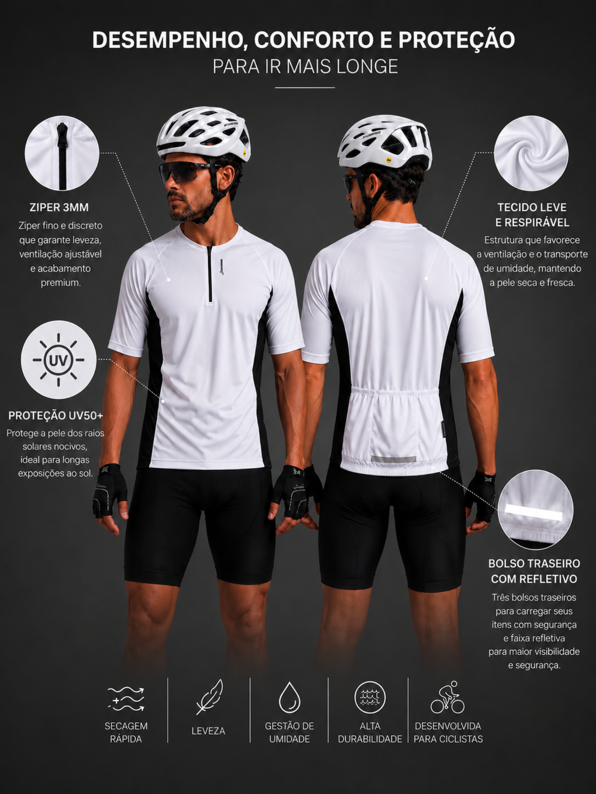 Camisa Ciclismo Masculina Combat Manga Longa Preta Savancini