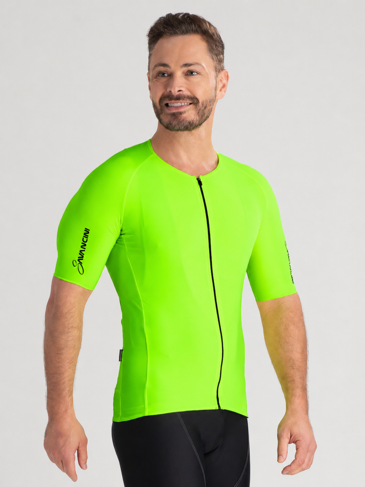 camisa ciclismo masculina fit pro verde neon 1
